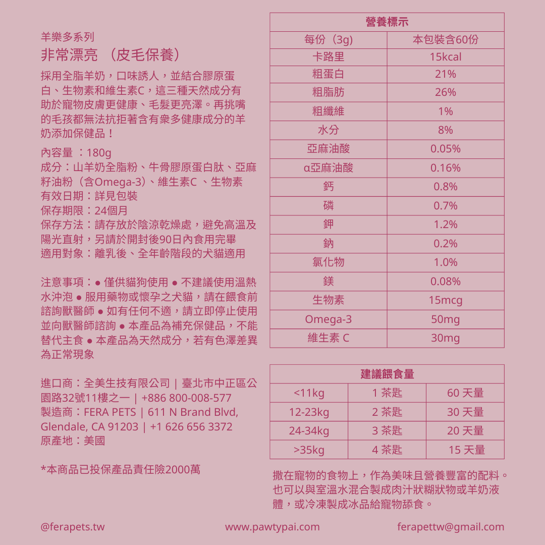 羊樂多系列 - 非常漂亮 (皮毛保養)