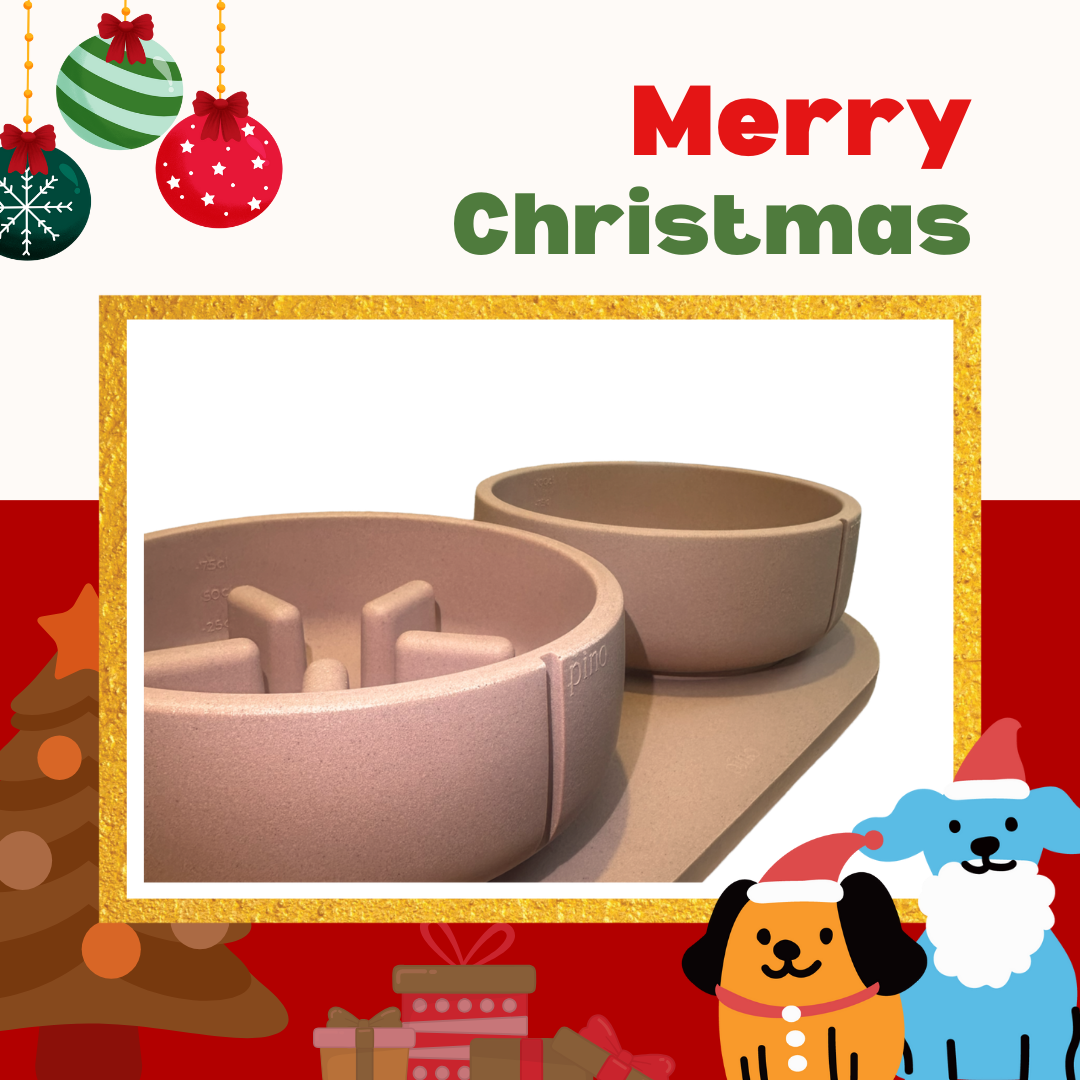PINO聖誕組合|主食碗+慢食碗+托盤(狐紅M)
