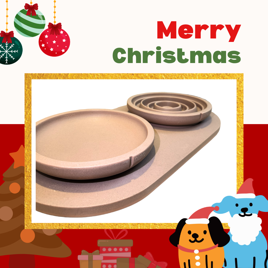 PINO聖誕組合|質感淺盤+螺旋慢食盤+托盤(狐紅)
