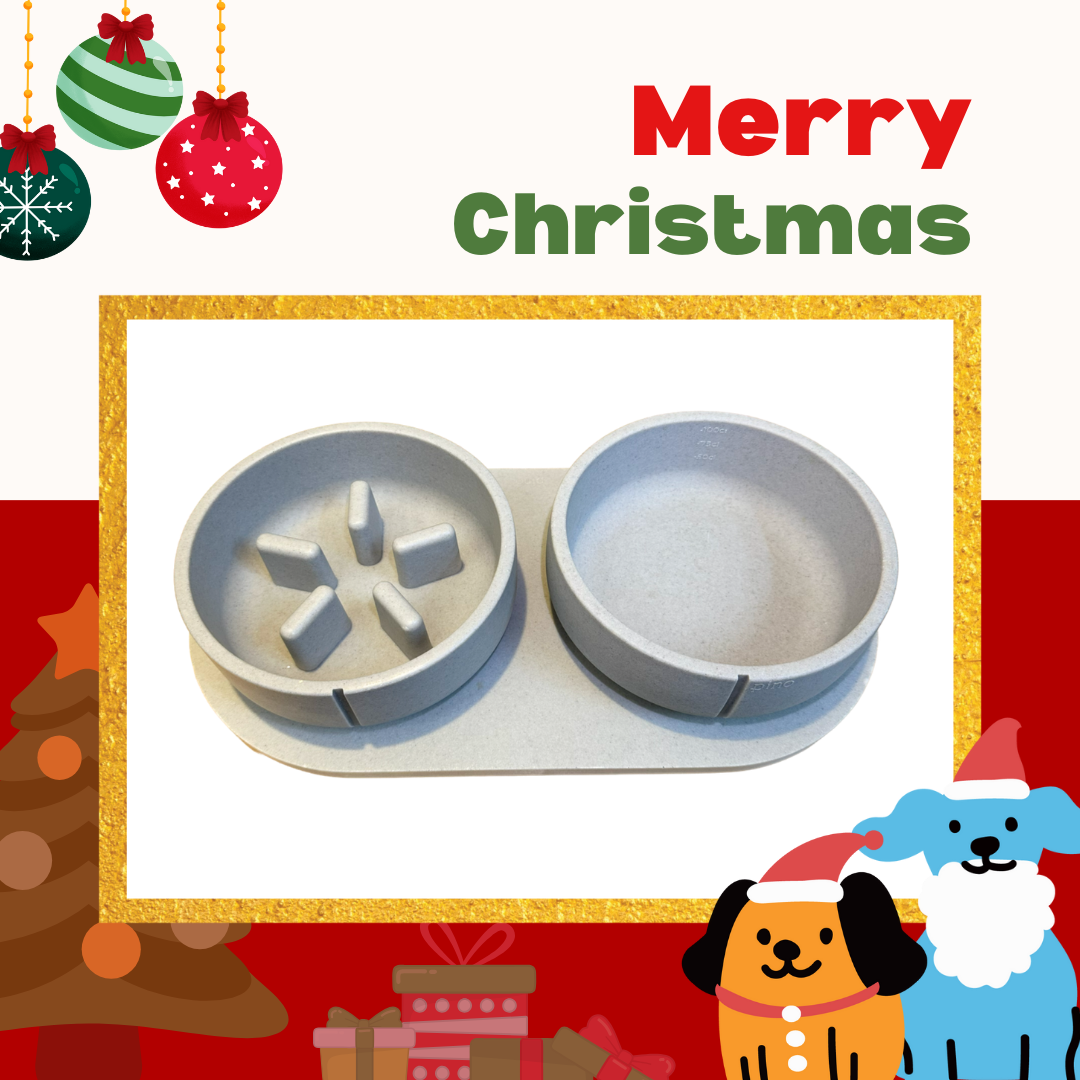 PINO聖誕組合|主食碗+慢食碗+托盤(海豚灰M)