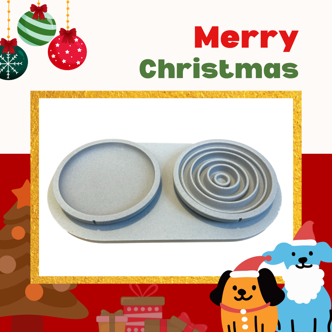 PINO聖誕組合|質感淺盤+螺旋慢食盤+托盤(海豚灰)