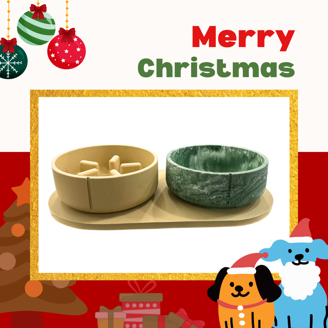 PINO聖誕組合|主食碗+慢食碗+托盤(駝棕&鴨綠L)