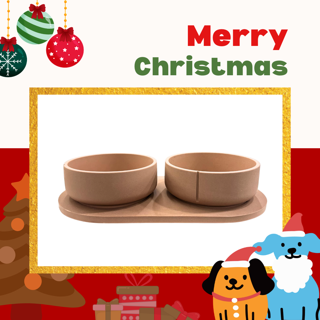 PINO聖誕組合|雙主食碗+托盤(狐紅 L)