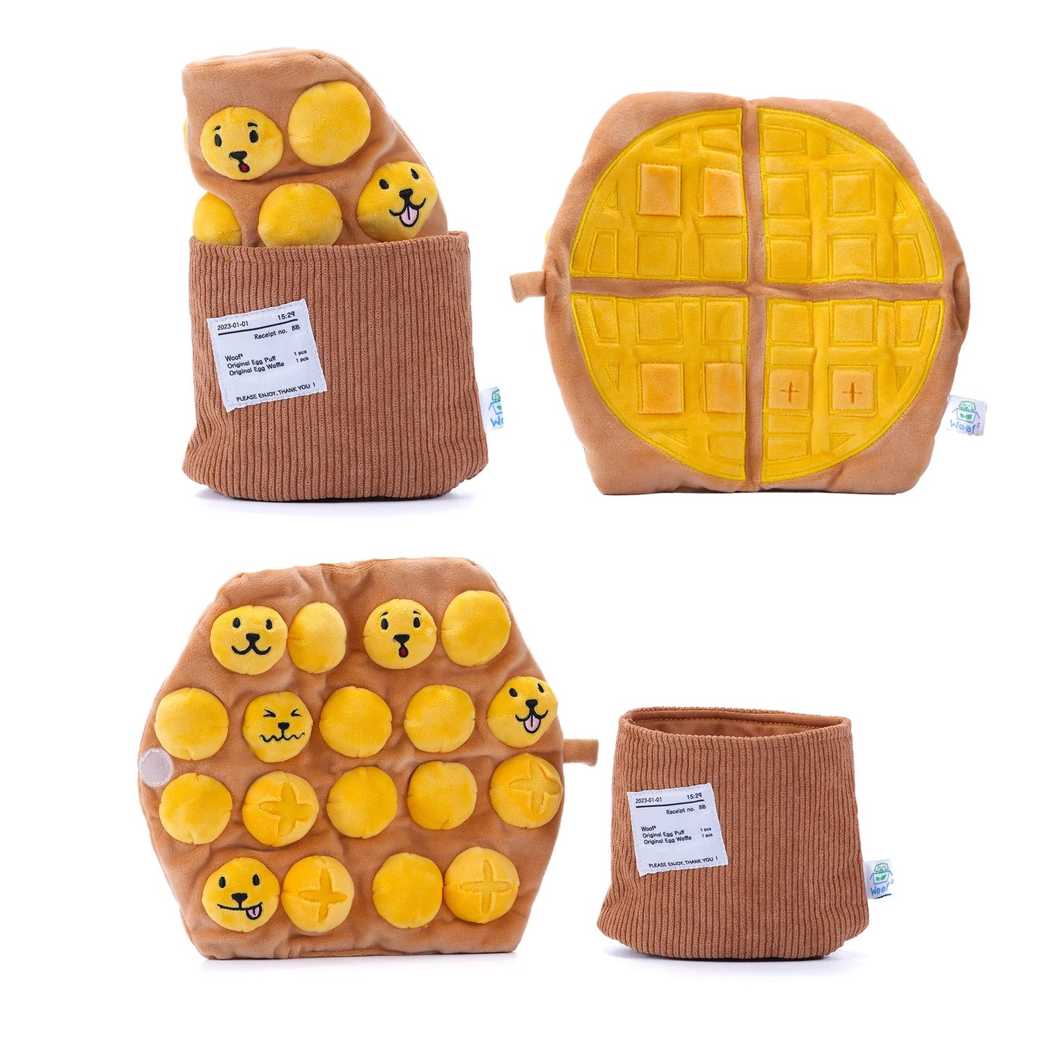Woof² Egg Puff_Waffle Pet Toys 雞蛋仔/格子餅二合一藏食寵物玩具
