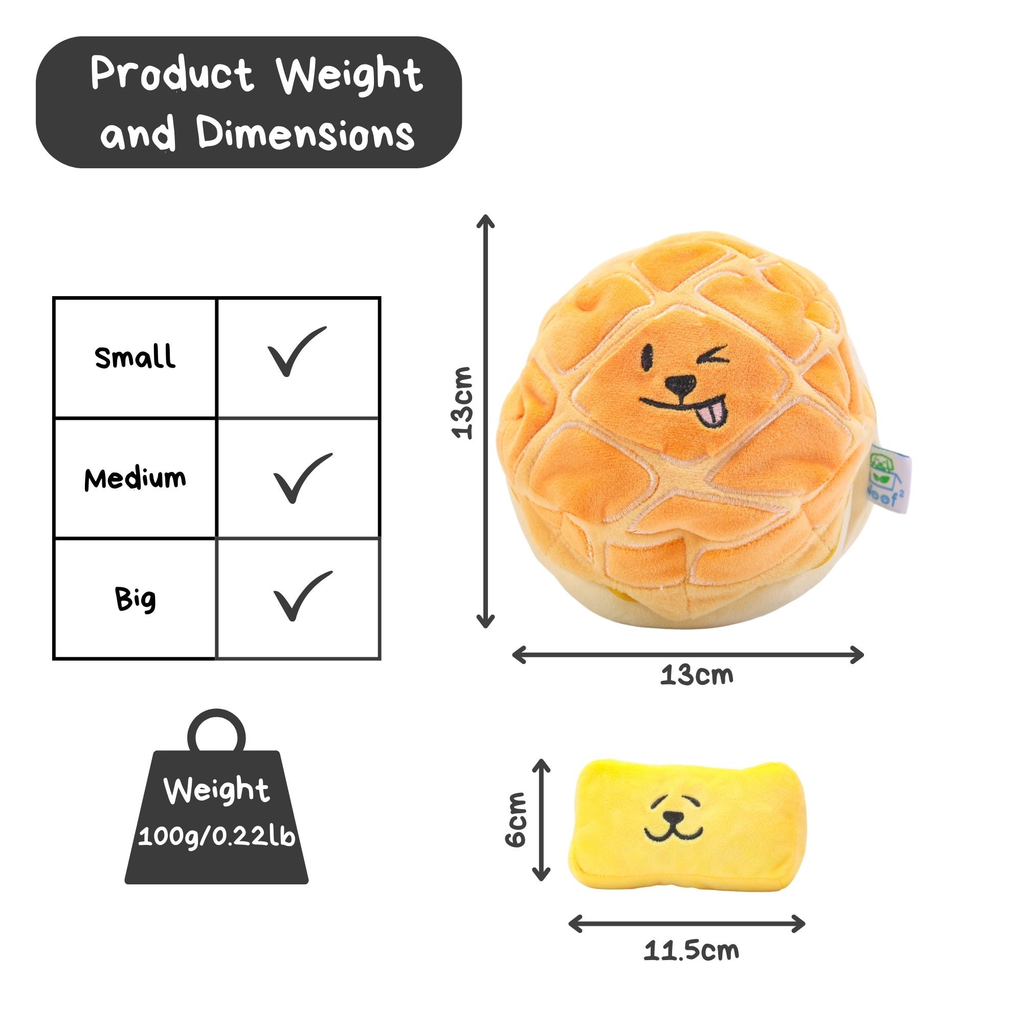 Woof² Buttered Pineapple Bun Pet Toys 菠蘿油二合一藏食寵物玩具