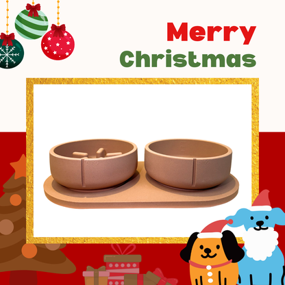 PINO聖誕組合｜主食碗＋慢食碗＋托盤（狐紅M)