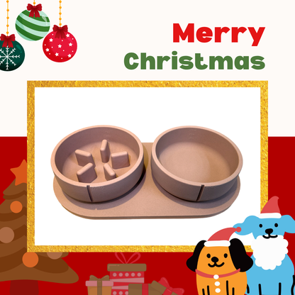 PINO聖誕組合｜主食碗＋慢食碗＋托盤（狐紅M)