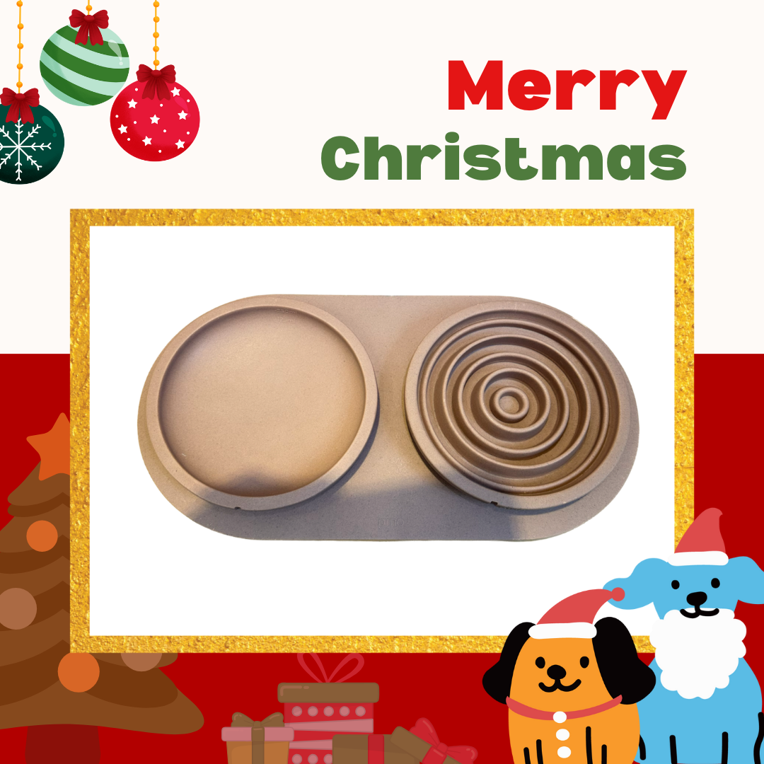 PINO聖誕組合｜質感淺盤＋螺旋慢食盤＋托盤（狐紅)