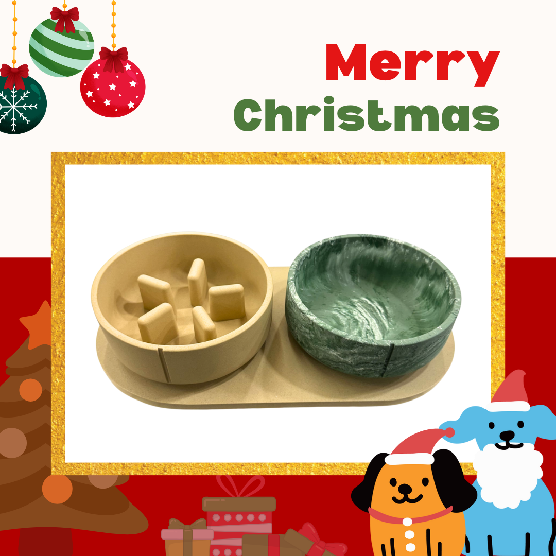 PINO聖誕組合｜主食碗＋慢食碗＋托盤（駝棕&amp;鴨綠L)