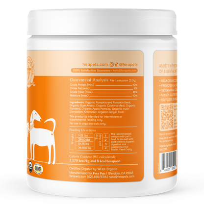 USDA Organic 有機6種蔬果南瓜纖維素（犬貓專用）