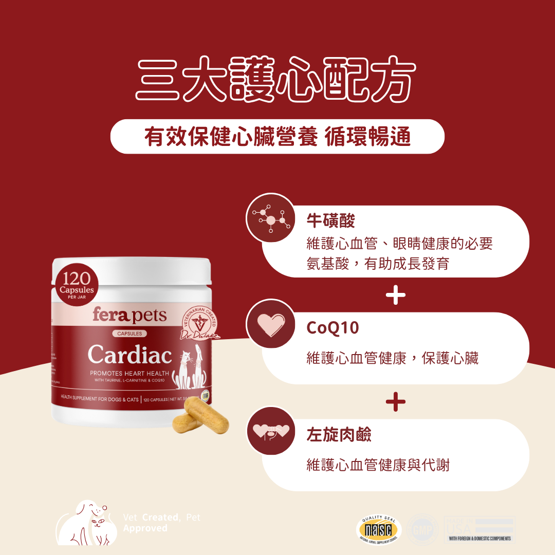 心臟保健 CoQ10+牛磺酸寵心配方  （犬貓專用）