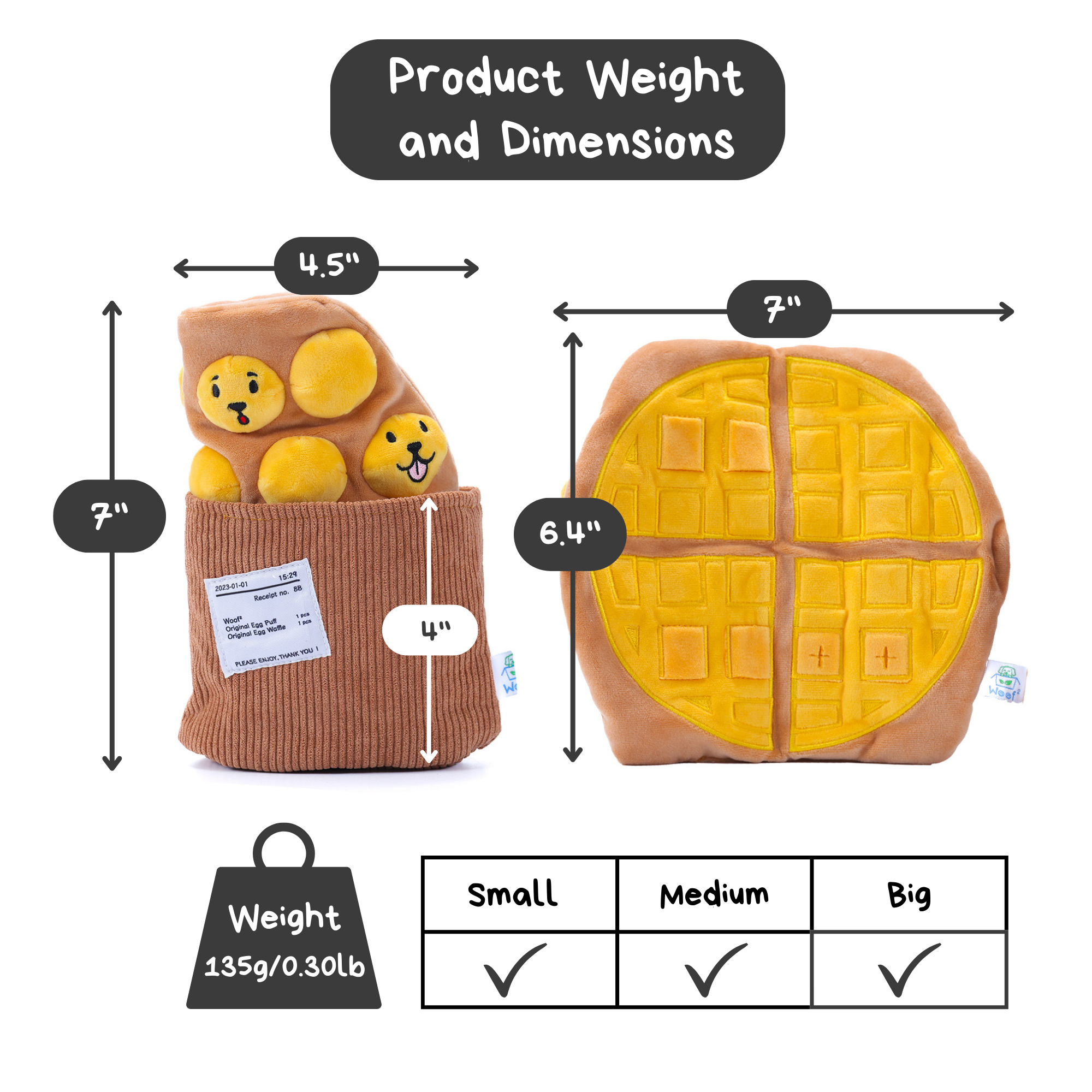 Woof² Egg Puff_Waffle Pet Toys 雞蛋仔/格子餅二合一藏食寵物玩具