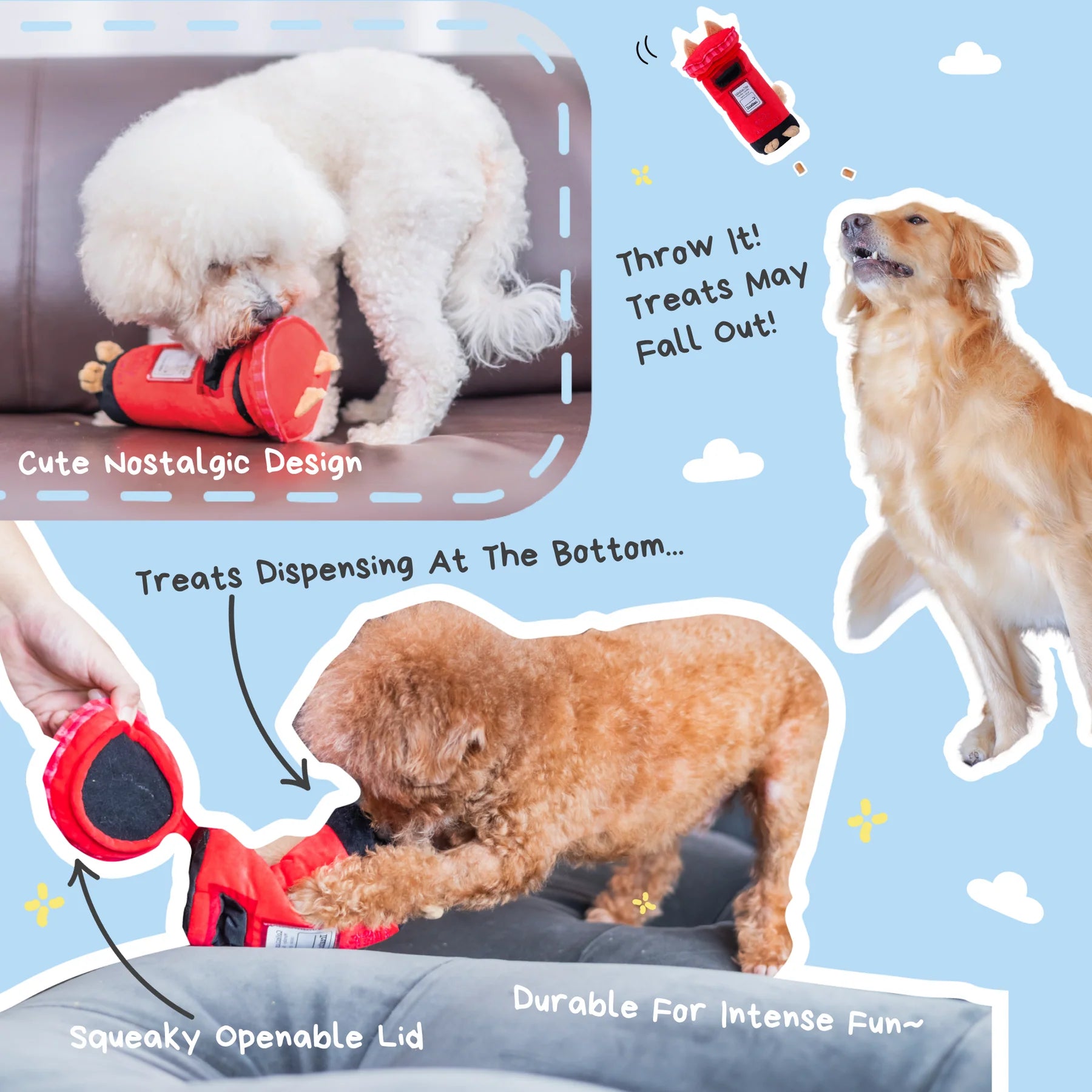 Woof²  英式郵筒漏食寵物毛絨玩具
